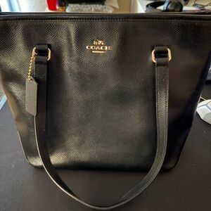 Coach Black Leather Tote Bag